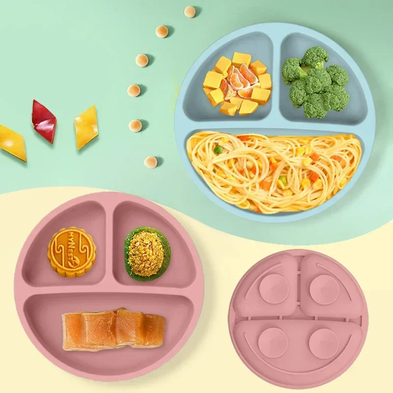 Ensemble d'alimentation en silicone sans BPA pour bébé, bol à ventouse, assiette à manger, tasse à paille, cuillère.